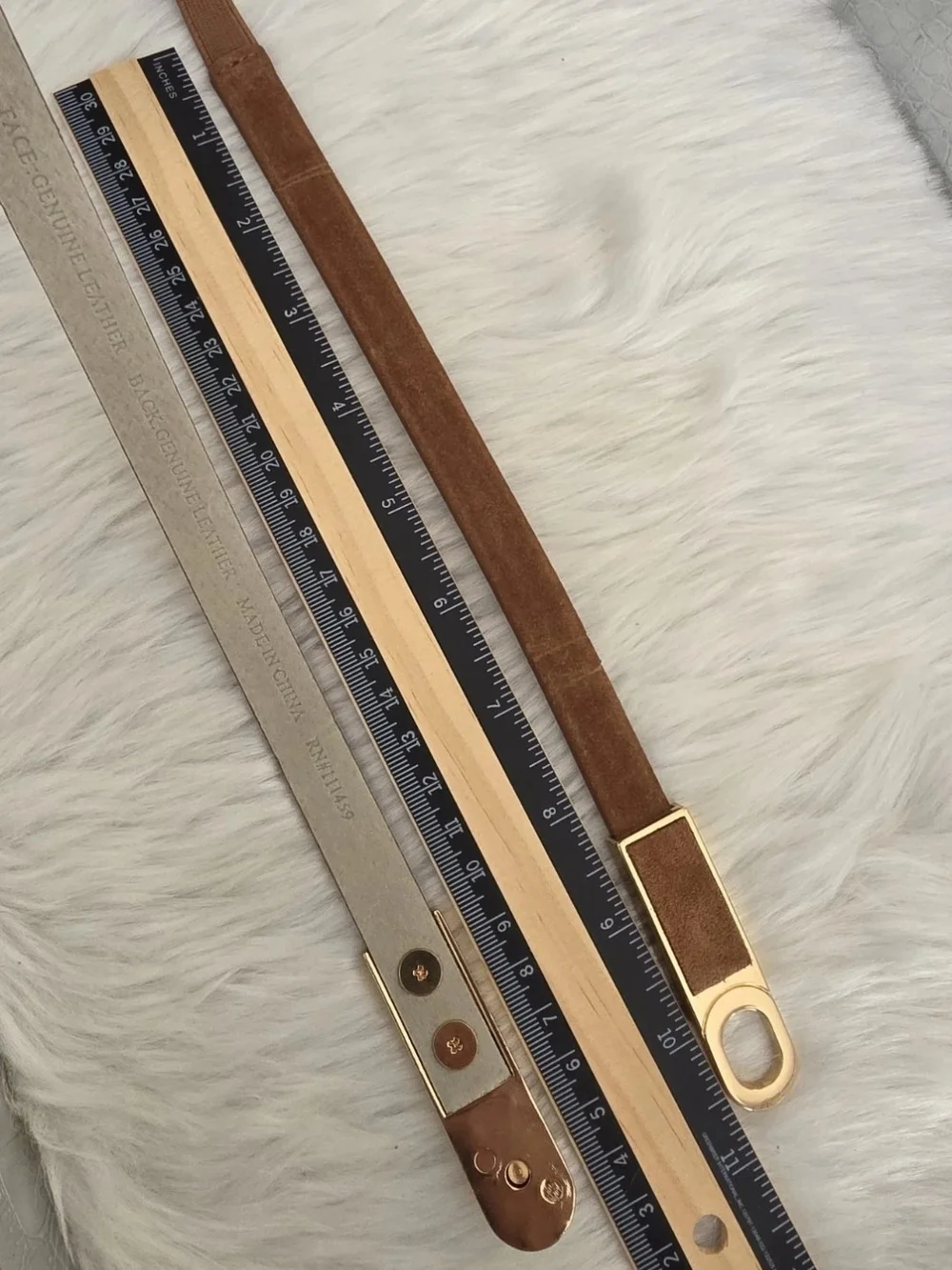 White House Black Market Brown Genuine Leather Stretch Waist Belt Size M 31-41